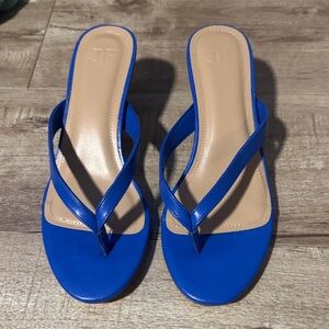 Blue Thong Heeled Sandals for Women